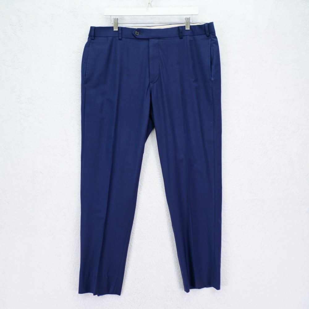 DAMAGED Brooks Brothers Regent Fit Blue Wool Flat Front Dress Pants 37 / 30